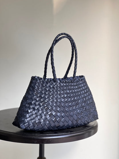 Mila - Retro Handwoven Genuine Cowhide Leather Tote Bag with Long Handle