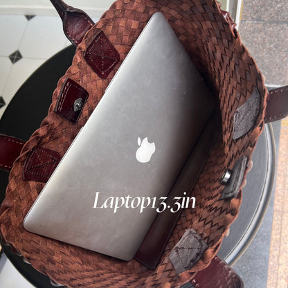 Aurora - Handwoven Leather Tote Bag - Effortless Commuting