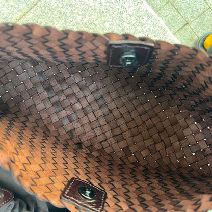 Aria- Handwoven Genuine Leather Tote Bag with Long Handle, Stylish & Durable